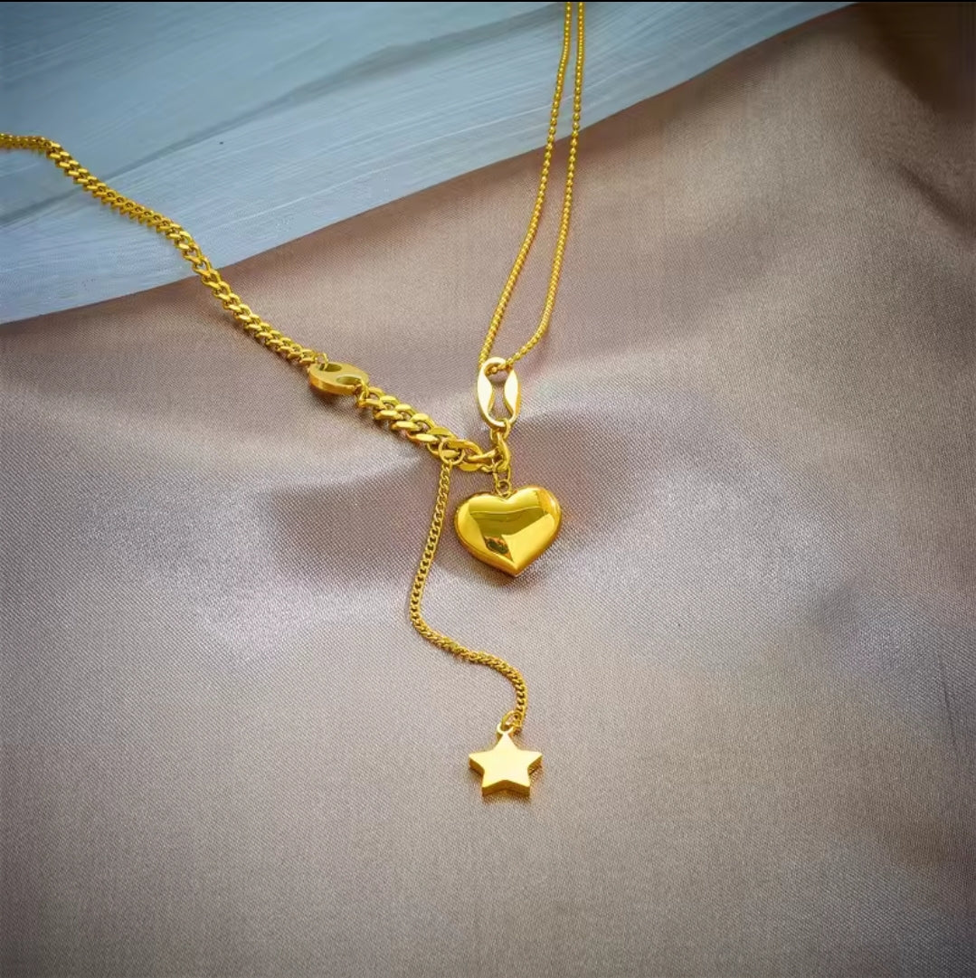 Nova Heart with Star Pendant Necklace