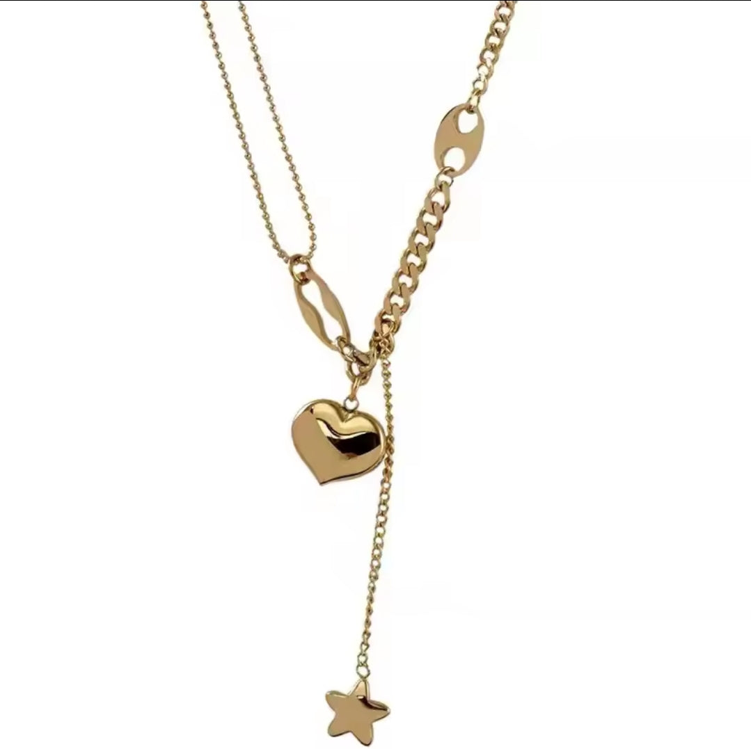 Nova Heart with Star Pendant Necklace