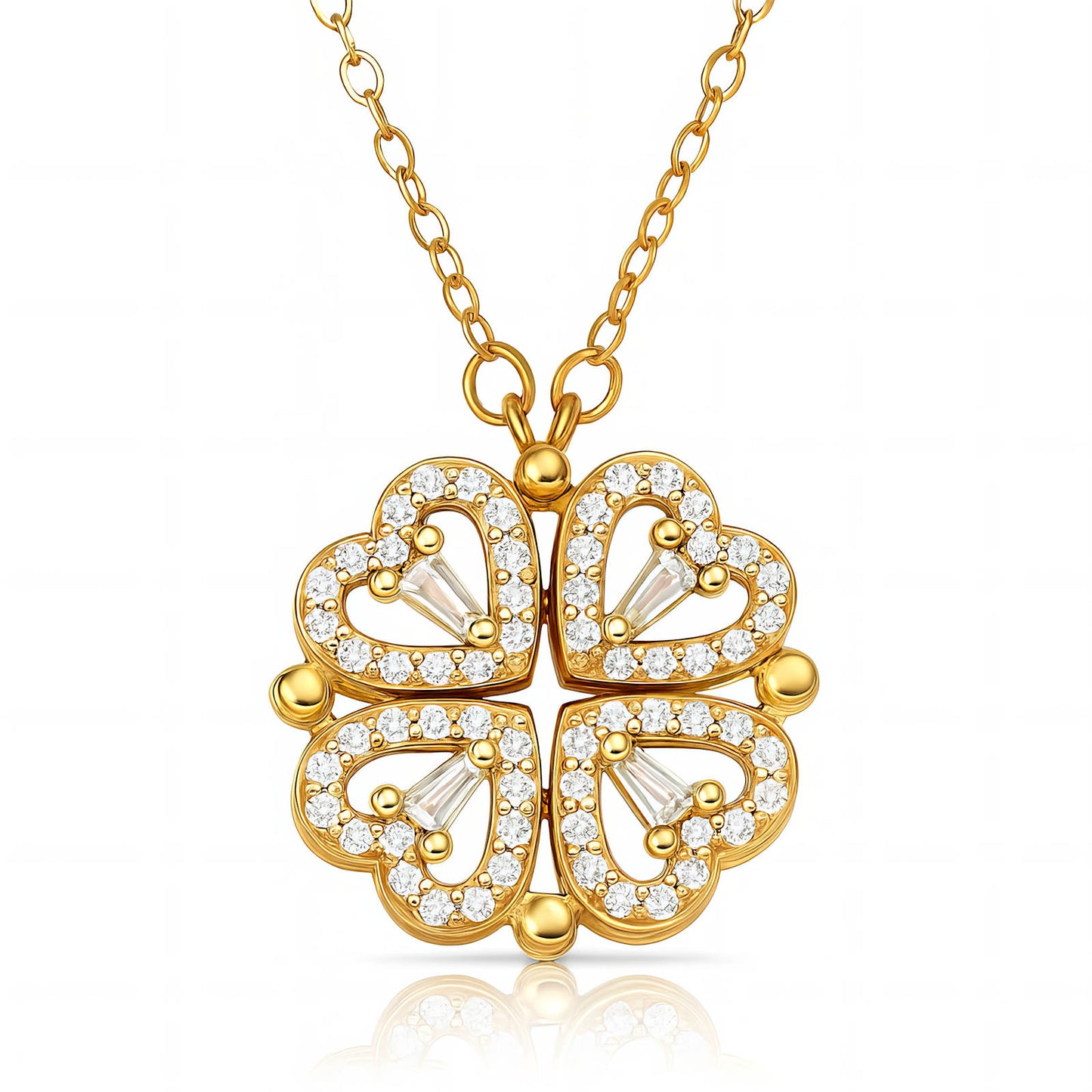 Zirconia 4-leaf Necklace